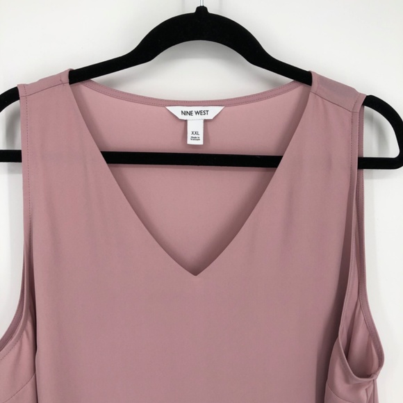 Nine West Womens Tank Top Blouse Size XXL Pink Softshell V Neck Lightweight NWT - Picture 2 of 11